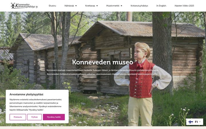 Screenshot of konnevedenmuseo.fi