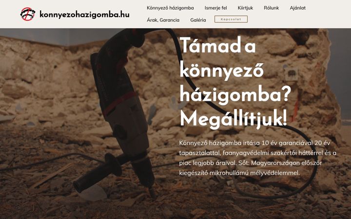Screenshot of konnyezohazigomba.hu