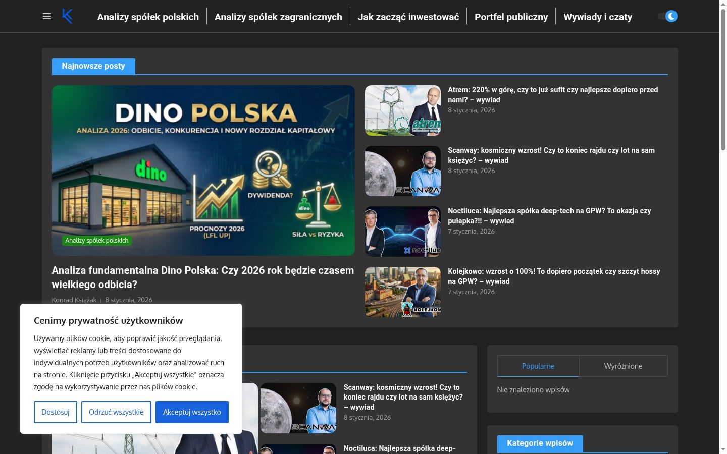 Zrzut ekranu banera zgody wyświetlanego przed jakąkolwiek interakcją