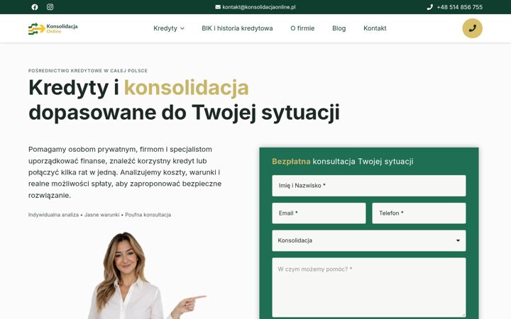 Snímek obrazovky konsolidacjaonline.pl