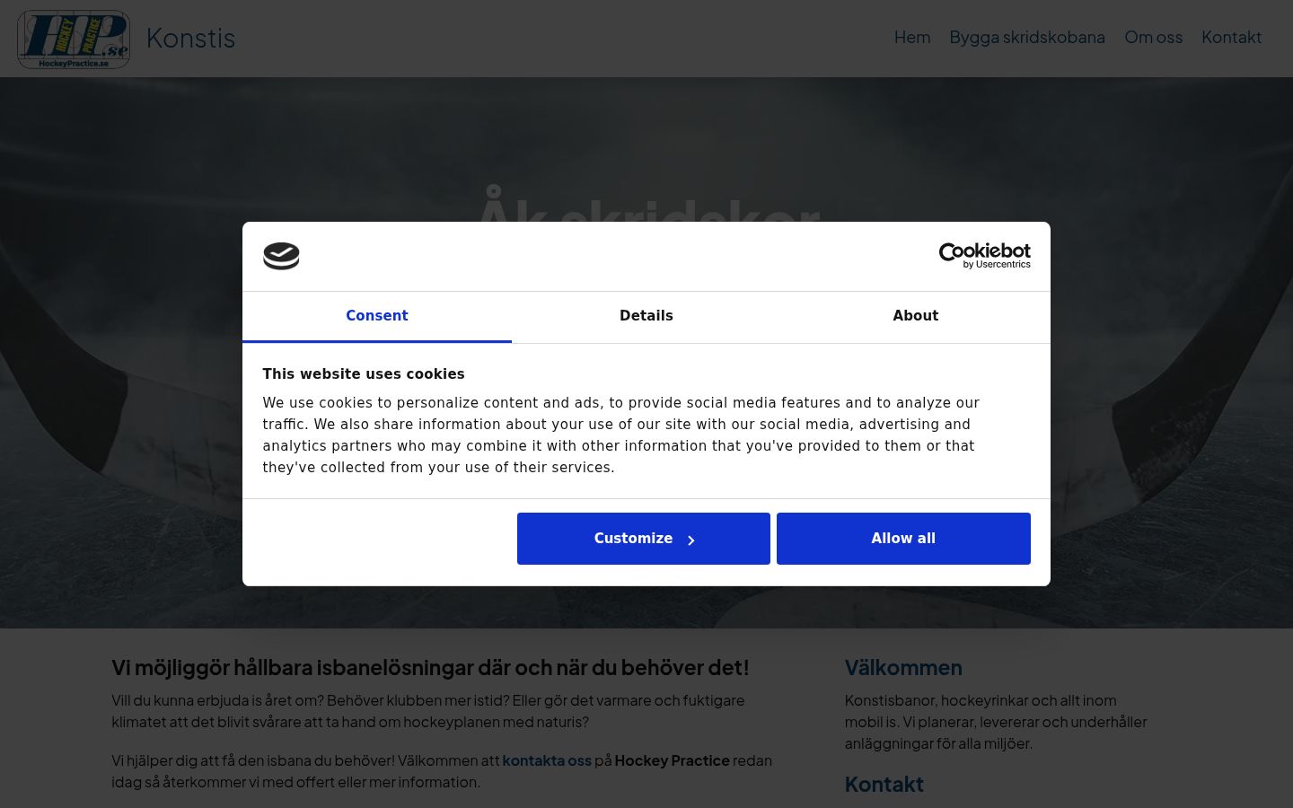 Skærmbillede af samtykkebanneret, som det blev vist før nogen interaktion