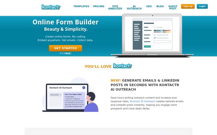 Screenshot of kontactr.com