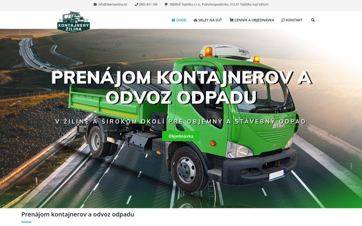 Snímek obrazovky kontajneryzilina.sk