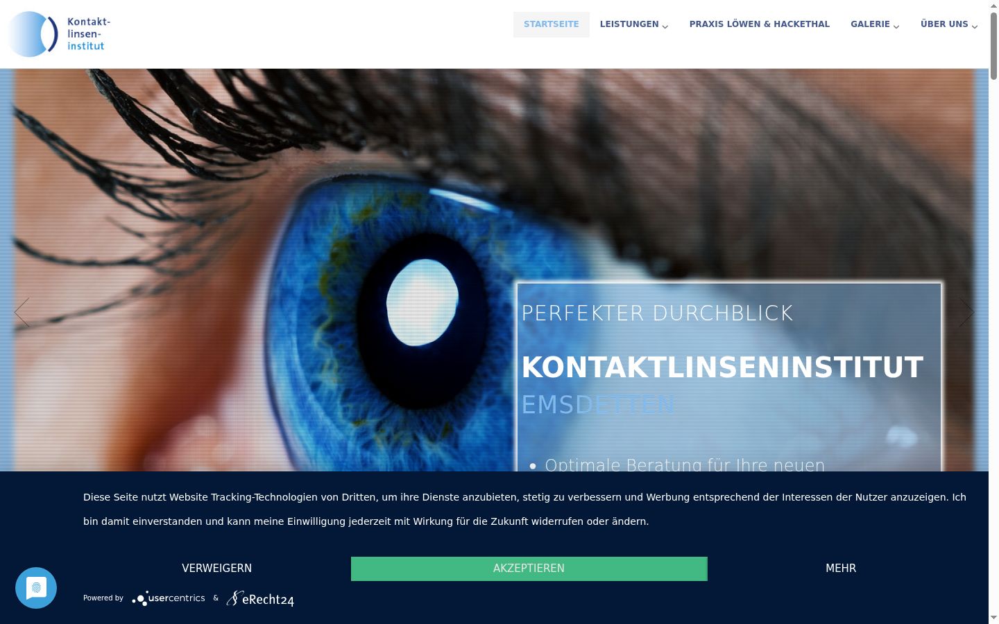 Screenshot des Einwilligungsbanners vor jeglicher Interaktion