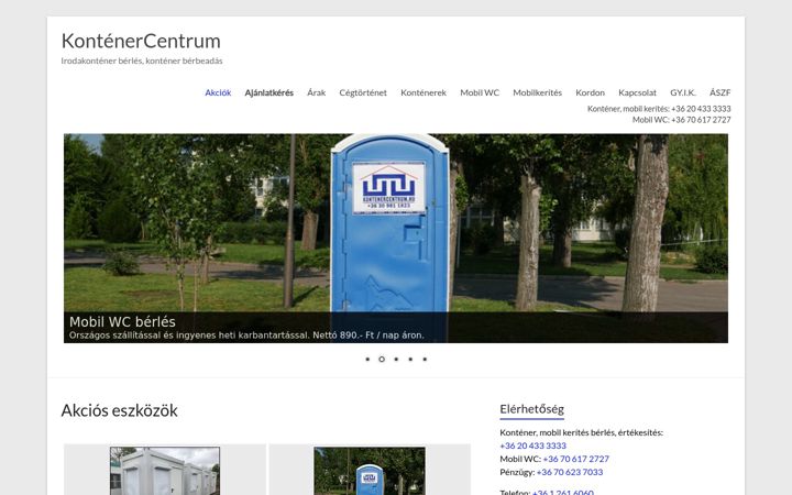 Screenshot of kontenercentrum.hu