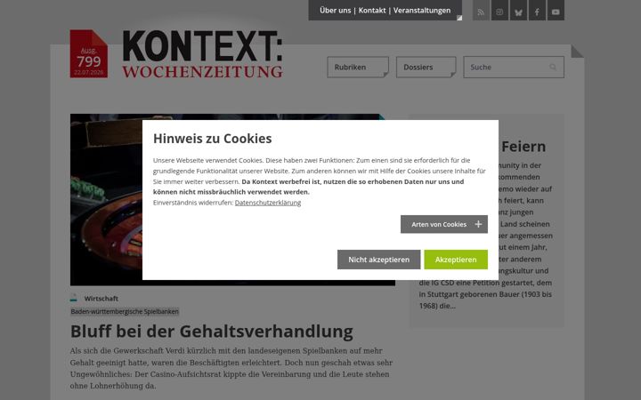 Screenshot of kontextwochenzeitung.de