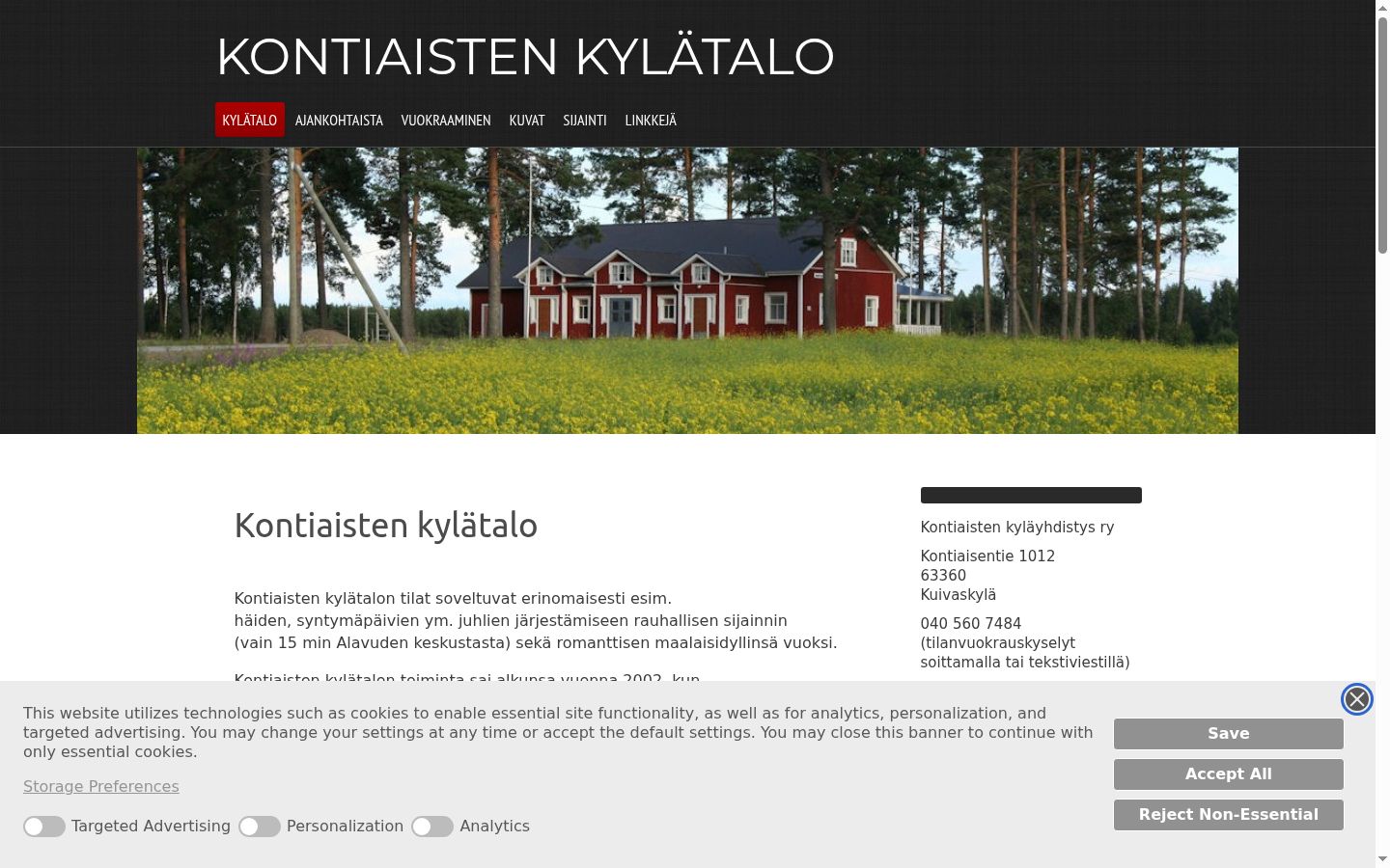 Skärmbild av samtyckesbannern som visades före någon interaktion