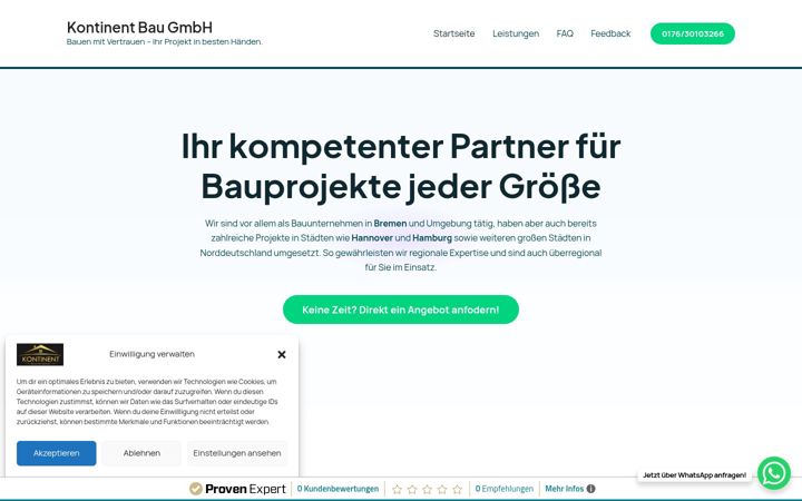 Screenshot of kontinentbau.de