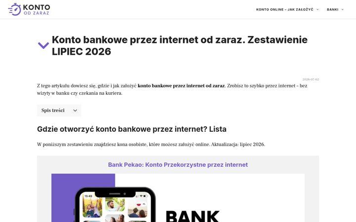 Skjámynd af kontoodzaraz.pl