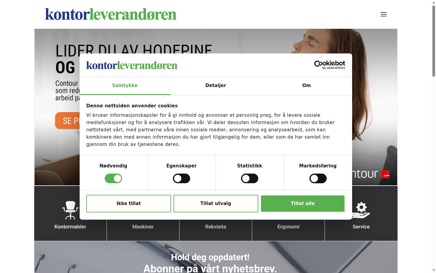 Snimka zaslona bannera za privolu prikazanog prije bilo kakve interakcije