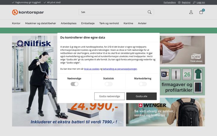 Screenshot of kontorspar.no