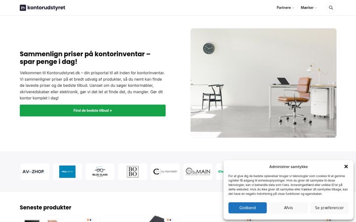 Screenshot of kontorudstyret.dk