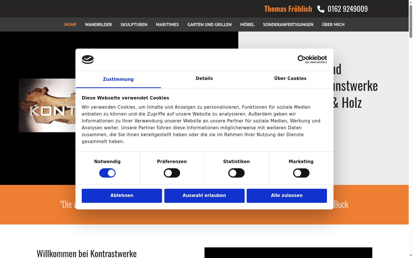 Captura de pantalla del banner de consentimiento mostrado antes de cualquier interacción