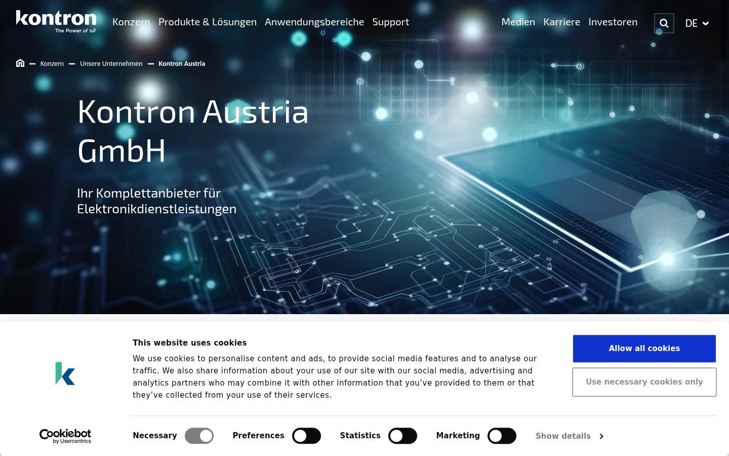 Screenshot del banner di consenso mostrato prima di qualsiasi interazione