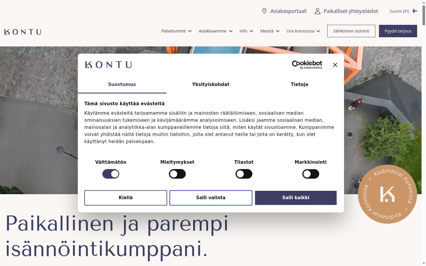 Capture d'écran de la bannière de consentement affichée avant toute interaction