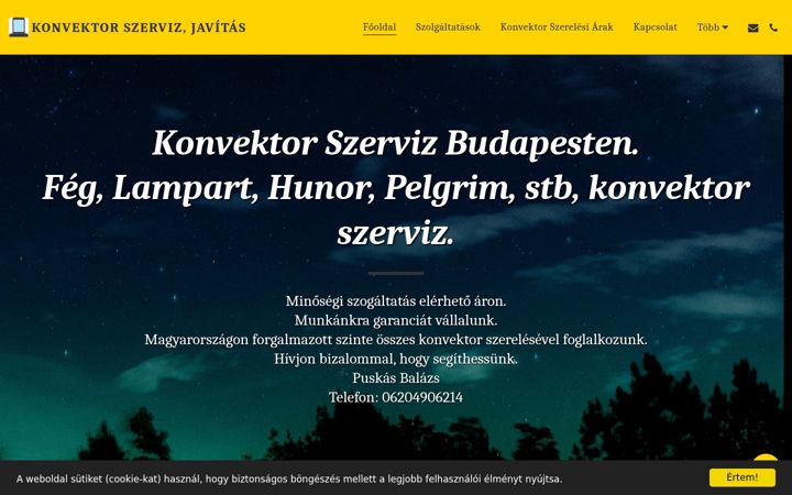 Screenshot of konvektorszerviz.eu