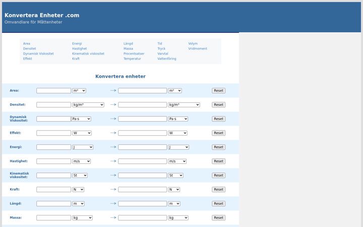 Screenshot of konverteraenheter.com