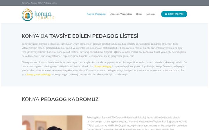 Skærmbillede af konyapedagogtavsiye.com