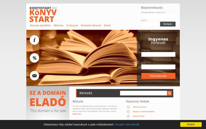 Screenshot of konyvstart.hu