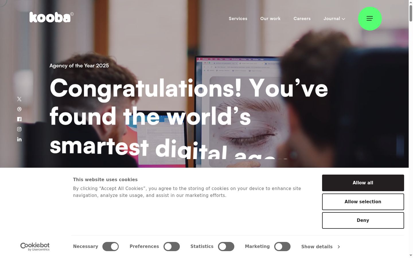 Screenshot of the consent banner shown before any interaction