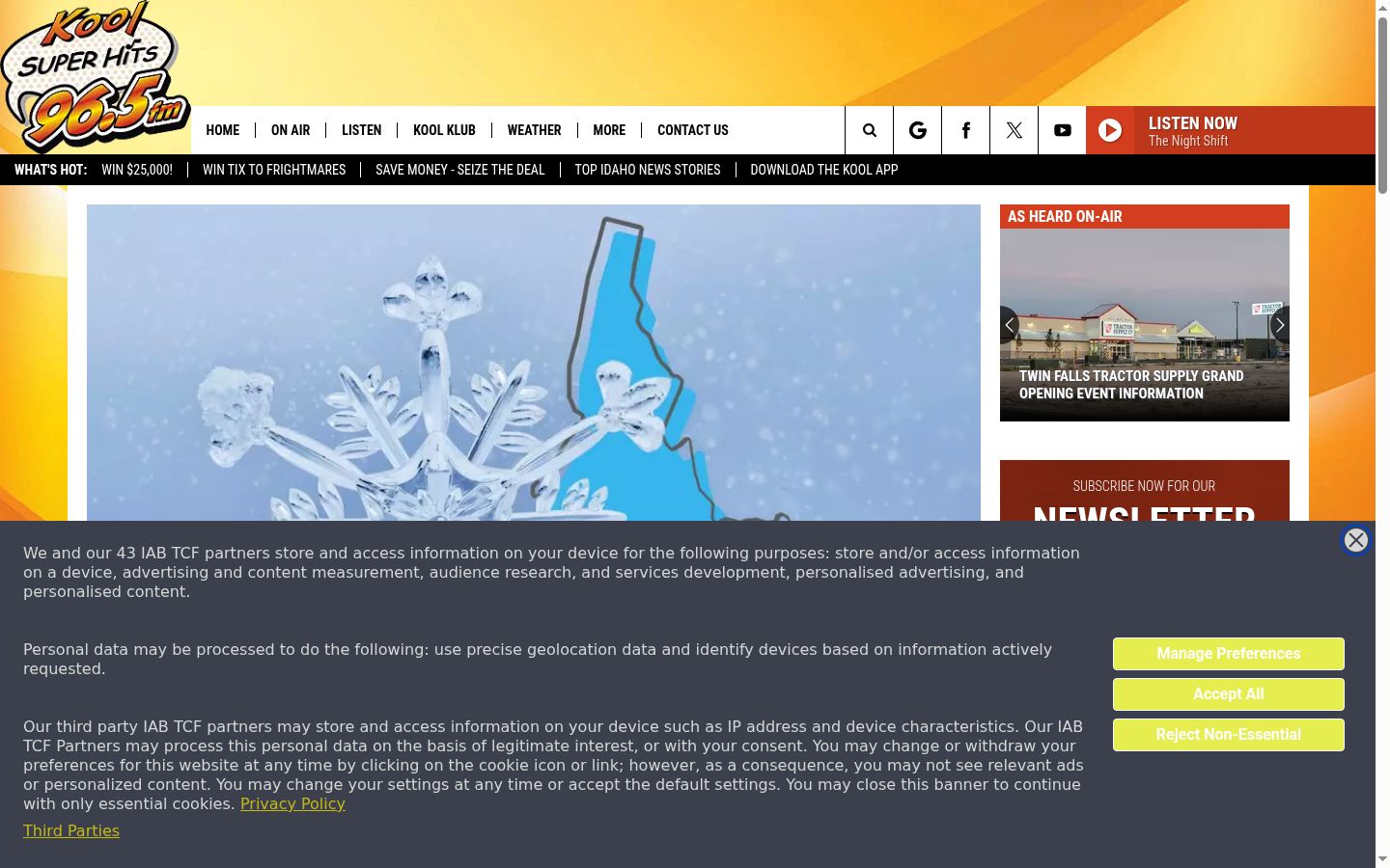 Screenshot des Einwilligungsbanners vor jeglicher Interaktion