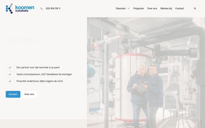 Екранна снимка на koomeninstallatie.nl