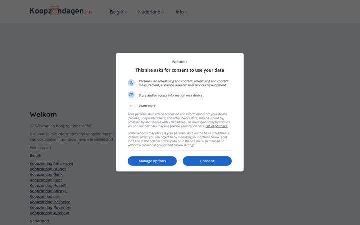 Screenshot of koopzondagen.info