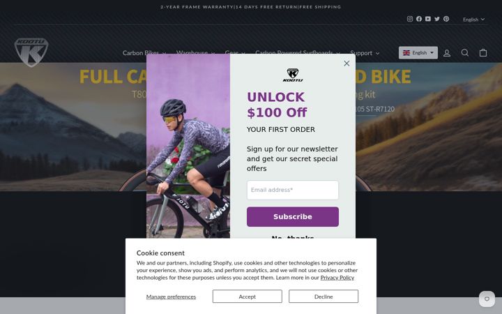 Screenshot of kootubike.com