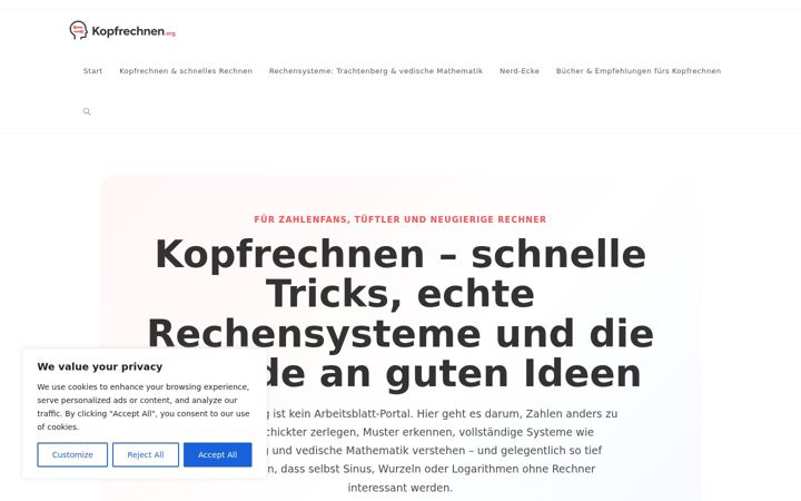 Screenshot of kopfrechnen.org