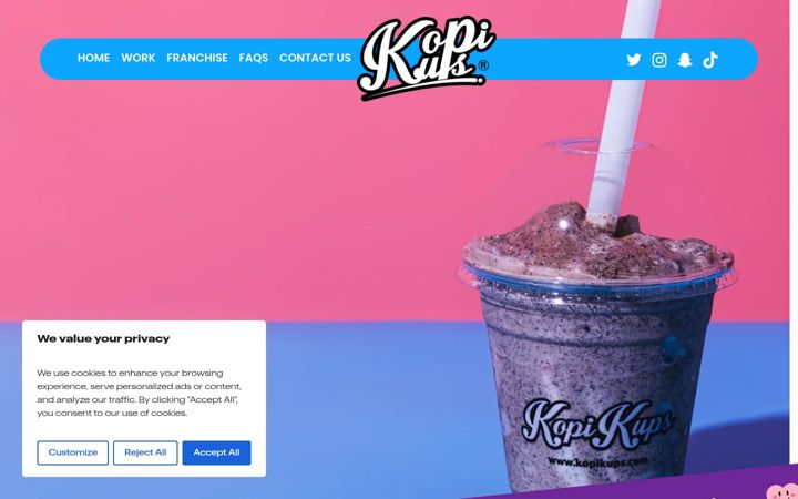 Screenshot of kopikups.co.uk