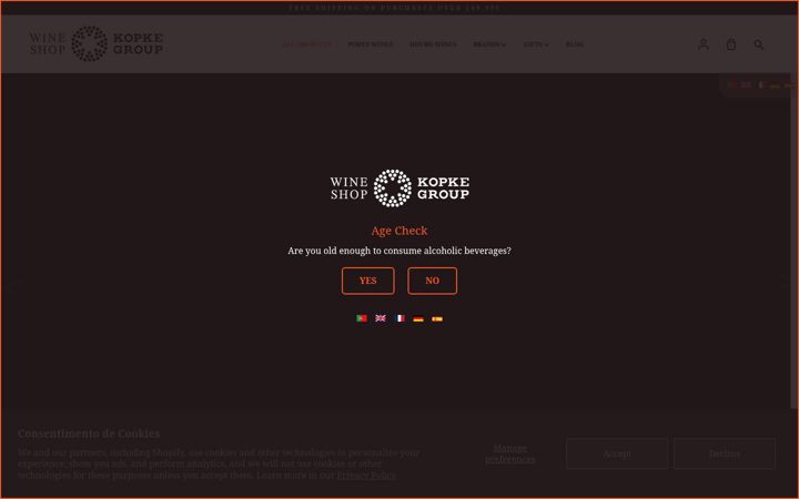 Screenshot of kopkegroupwineshop.com