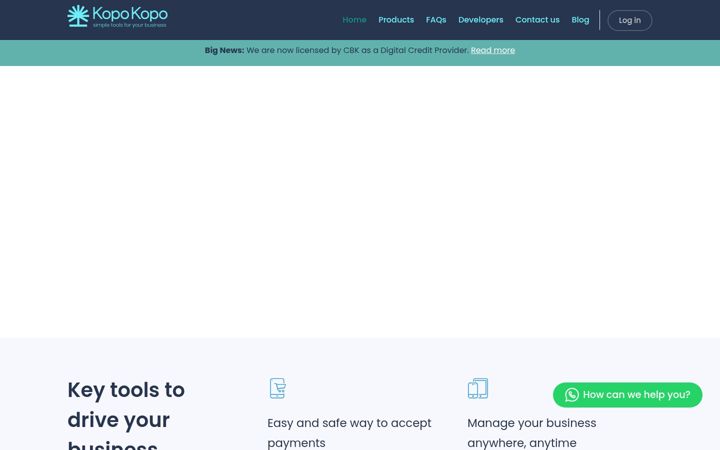 Screenshot of kopokopo.com