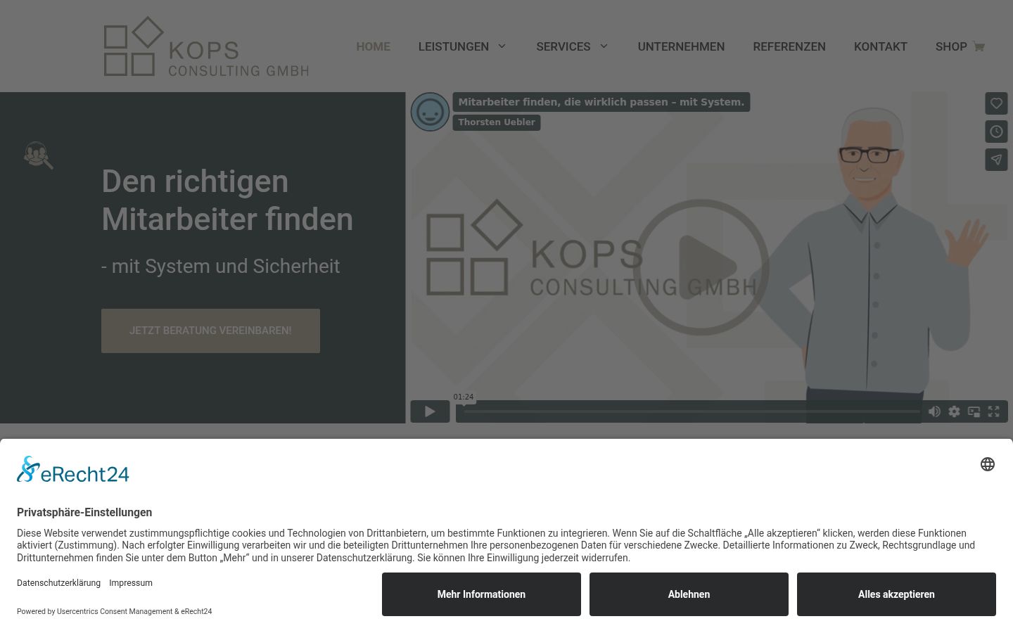 Screenshot des Einwilligungsbanners vor jeglicher Interaktion