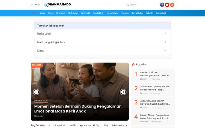 Screenshot of koranmanado.co.id