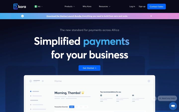 Screenshot of korapay.com