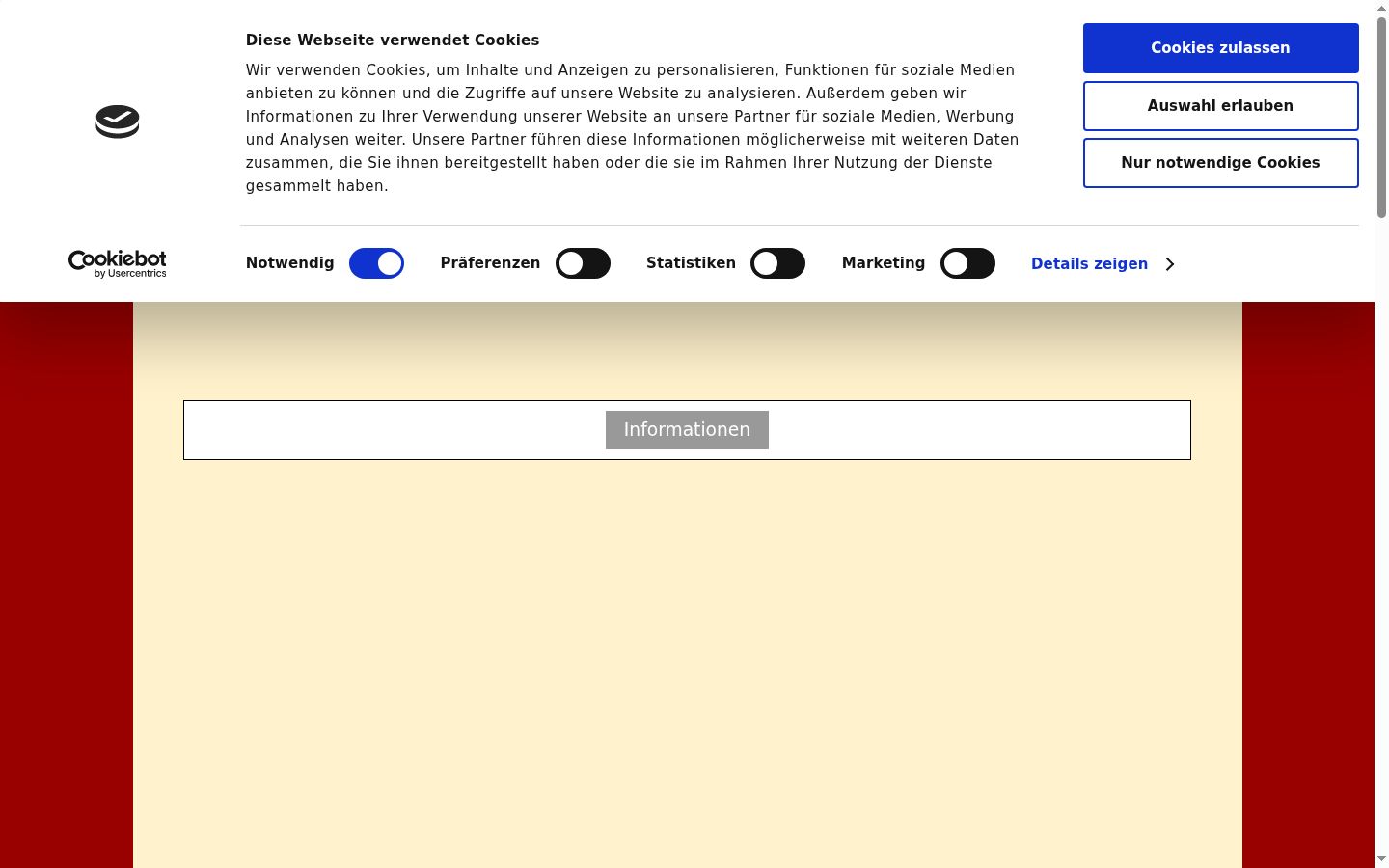 Screenshot del banner di consenso mostrato prima di qualsiasi interazione