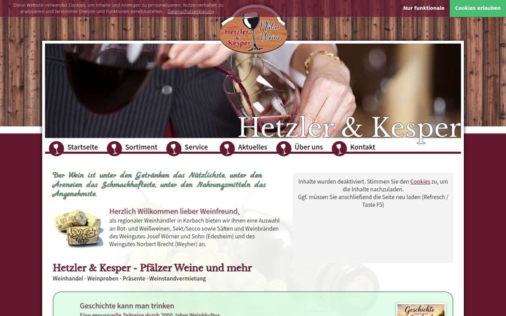 Skärmbild av korbach-wein.de