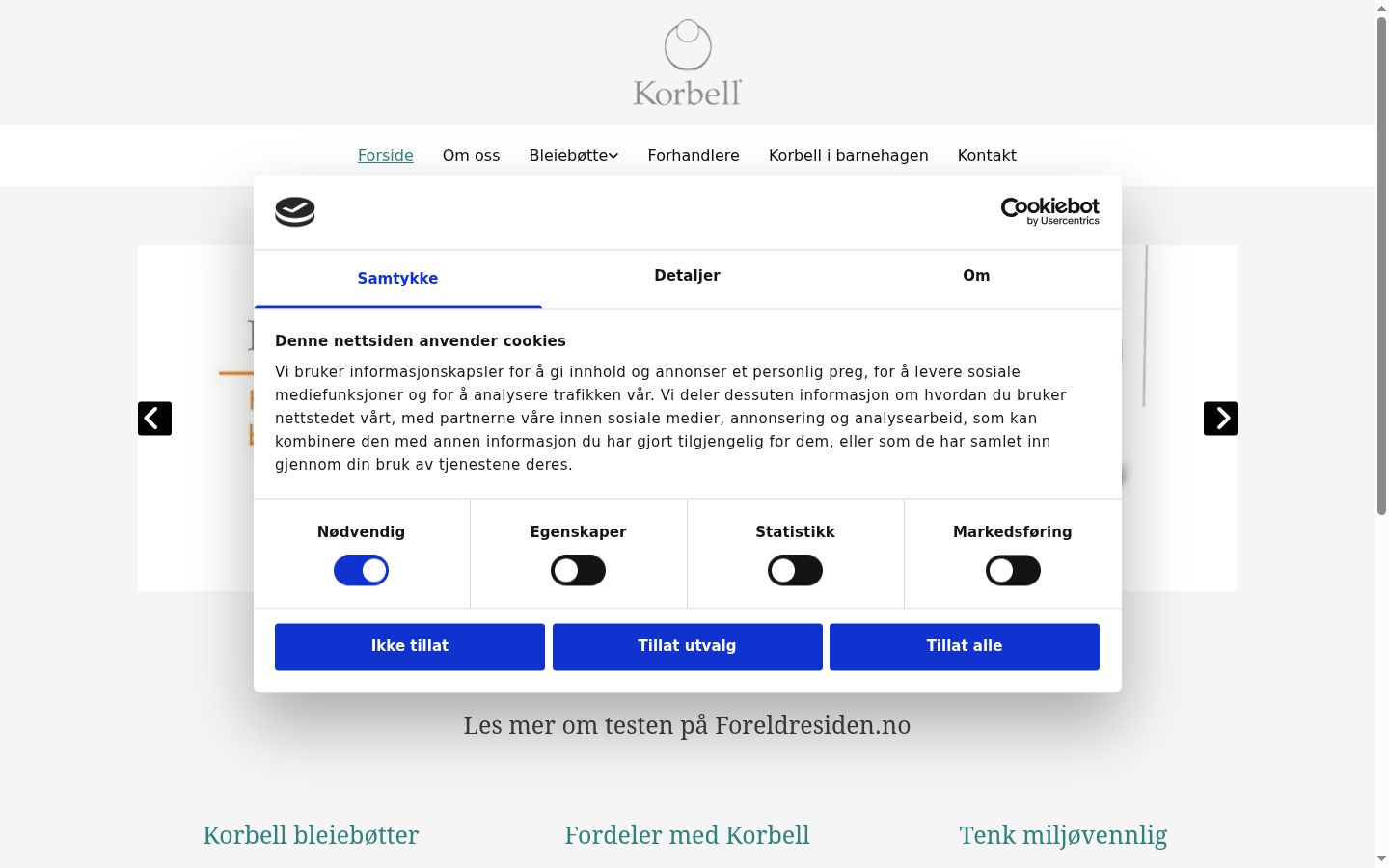 Captura de ecrã do banner de consentimento apresentado antes de qualquer interação