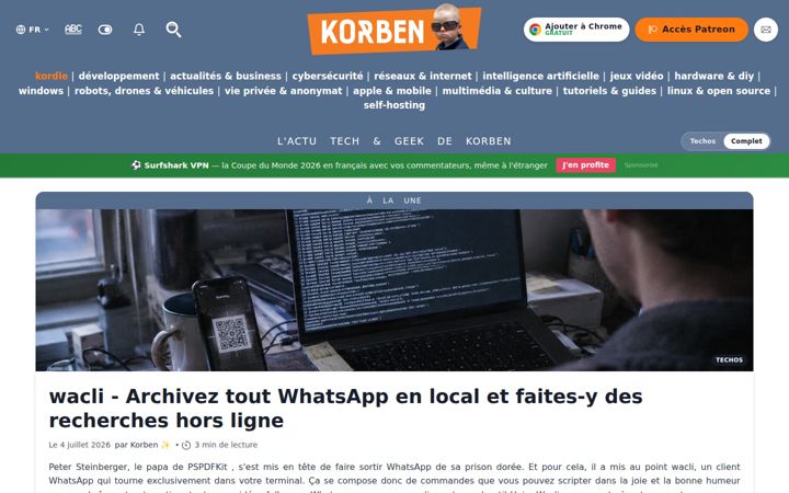 Screenshot stránky korben.info
