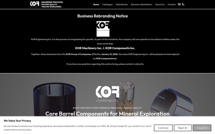 Screenshot of korcomponents.com