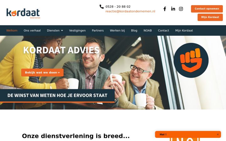 Screenshot of kordaatondernemen.nl