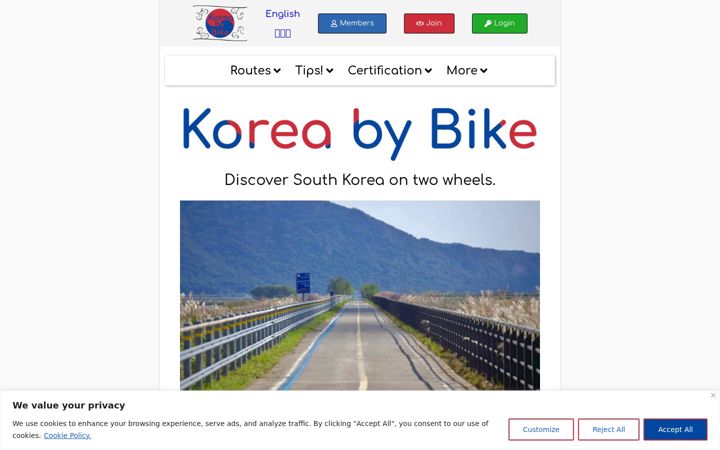 Screenshot stránky koreabybike.com