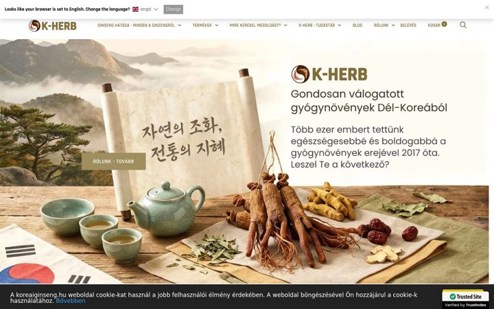 Screenshot of koreaiginseng.hu
