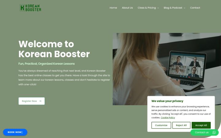 Screenshot of koreanbooster.com