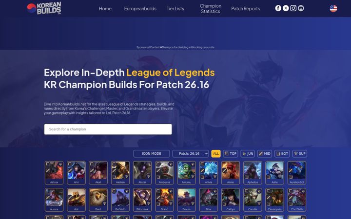 Screenshot of koreanbuilds.net