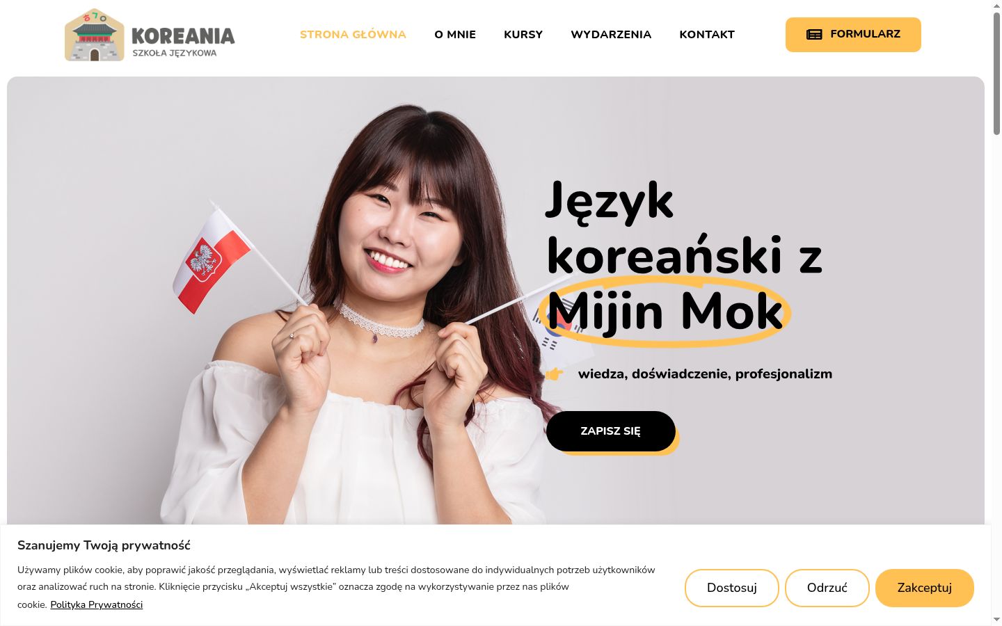 Zrzut ekranu banera zgody wyświetlanego przed jakąkolwiek interakcją