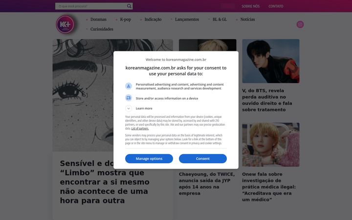 Screenshot of koreanmagazine.com.br