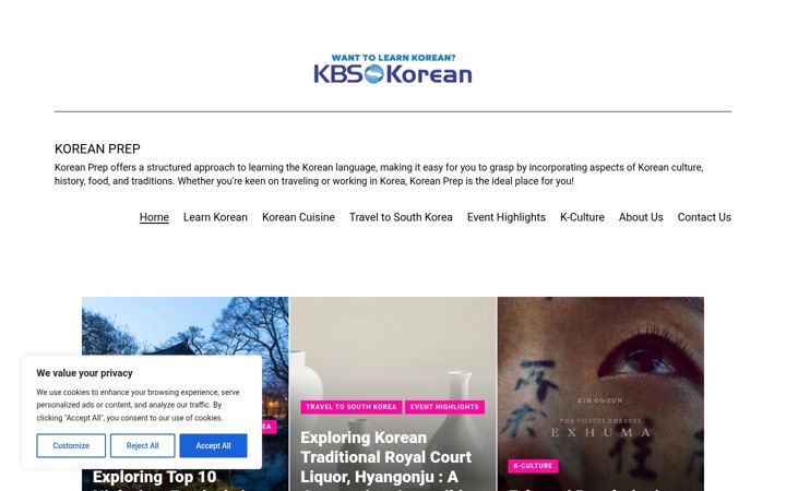 Screenshot stránky koreanprep.com