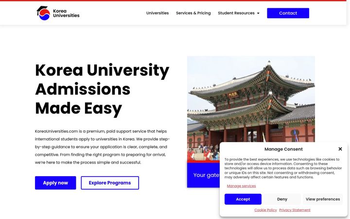 Skjermbilde av koreauniversities.com