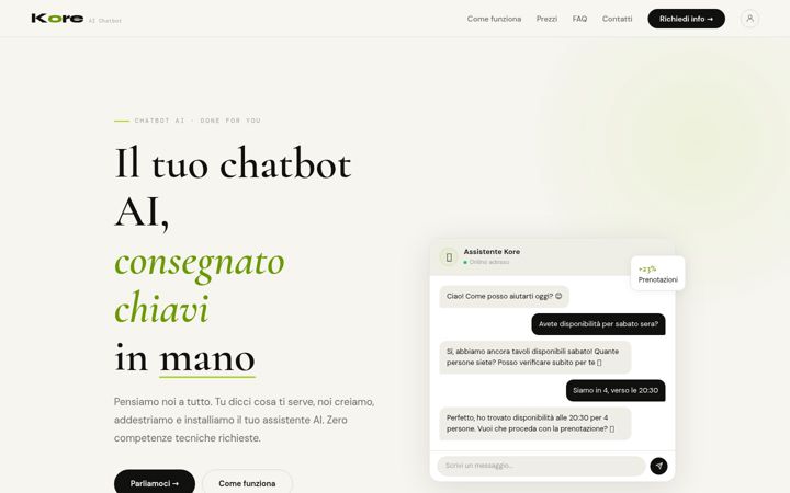 Screenshot of korechatbot.com